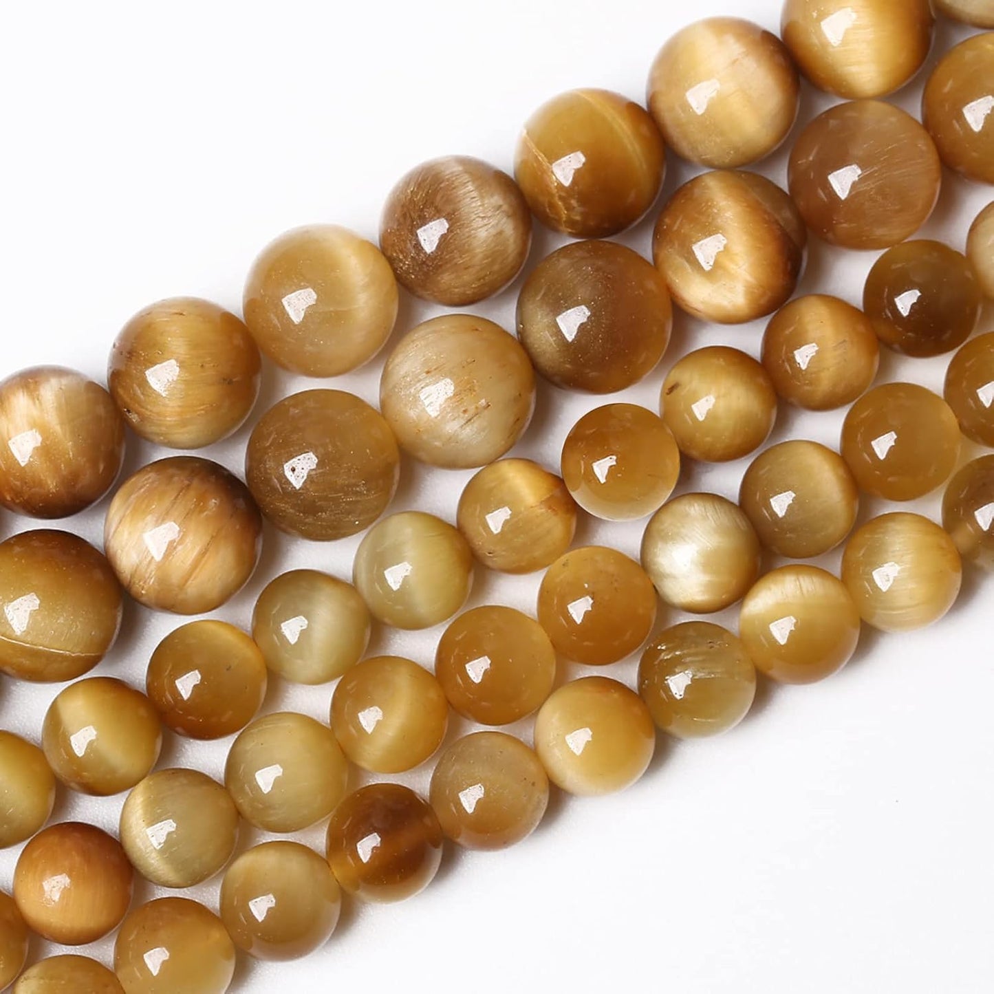 4mm 90pcs Natural Gemstone Gold Tiger Eye Beads Round Spacer Loose Beads for Jewelry Making DIY Bracelet Necklace 15" Inch (Gold Tiger Eye Stone, 4mm)