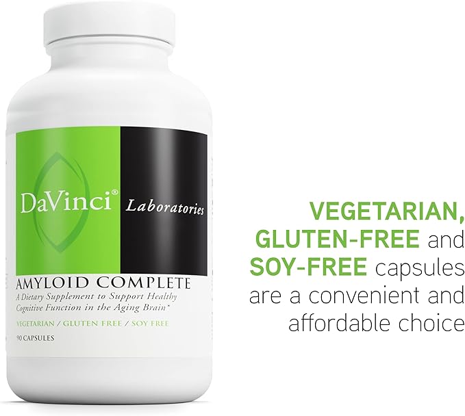 DAVINCI Labs Amyloid Complete - Dietary Supplement to Support Cognitive Function, Brain Health and Healthy Aging - with Colostrum Extract, Curcumin Extract and More - Gluten-Free - 90 Vegetarian Caps