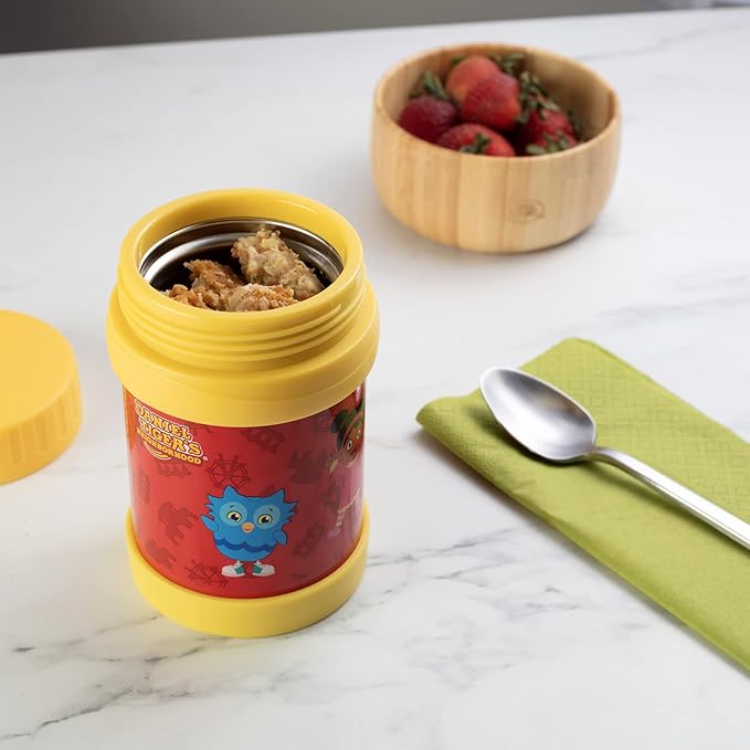 Daniel Tiger's Neighborhood Stainless Steel 13 oz Food Jar for Kids, Yellow-Vacuum Double Wall Insulated, Leak-Proof Jar- Keeps Liquids & Food Hot or Cold for Hours-Fits Inside Lunch Boxes & Bags