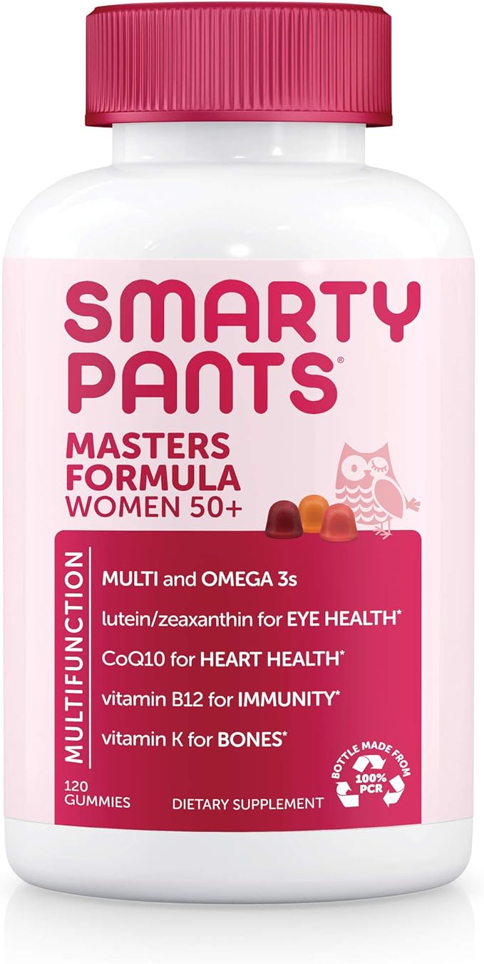 SmartyPants Gummy Multivitamin for Women 50 and Over: Omega 3 Fish Oil (EPA/DHA), Methylfolate & Multivitamin for Men, Gummies: Omega 3 Fish Oil (EPA/DHA), Methylfolate, CoQ10