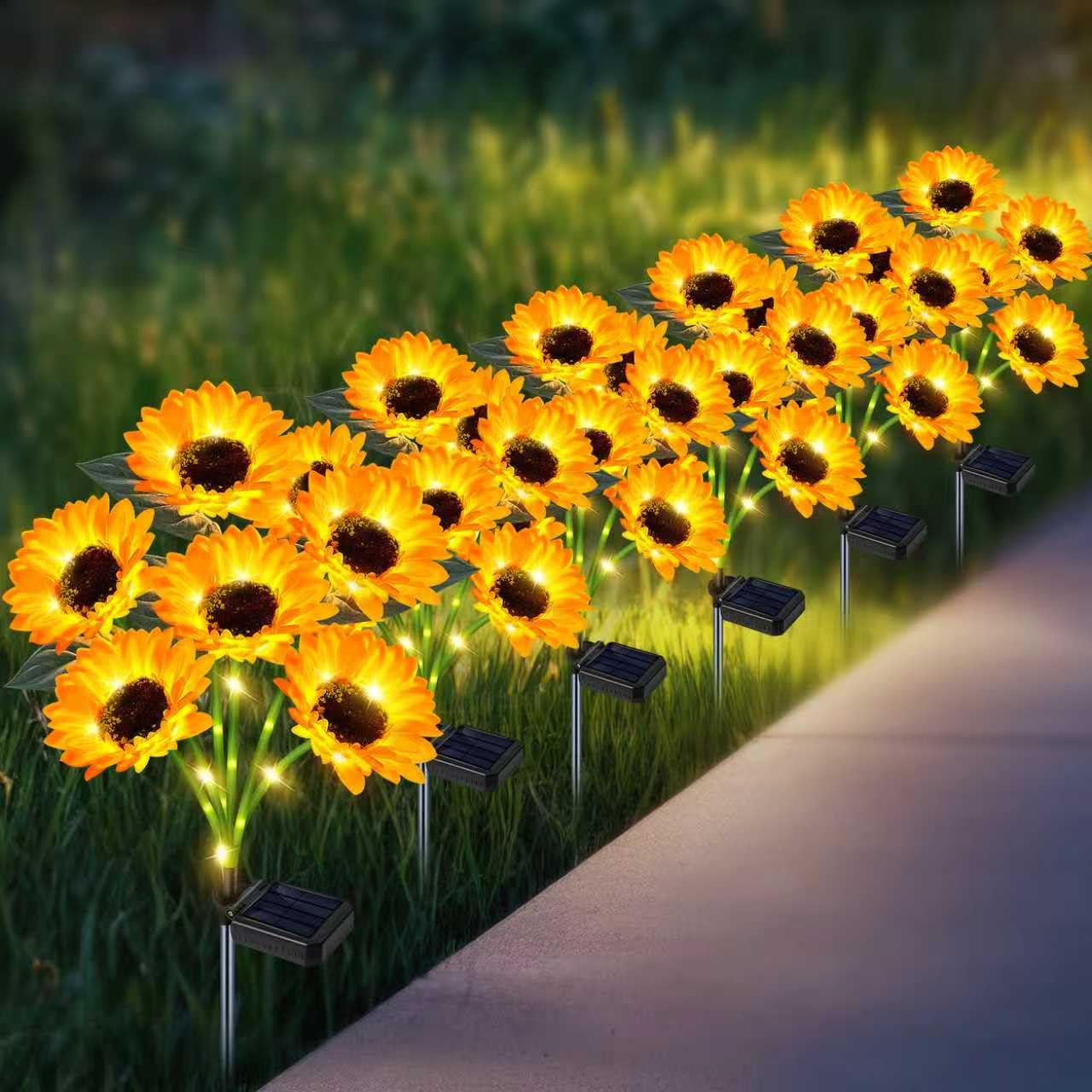 yeuago Solar Sunflower Lights Outdoor Flower Lights,6 Pack 36 Sunflower Waterproof Lights for Outside Party Gardening Gifts Moth