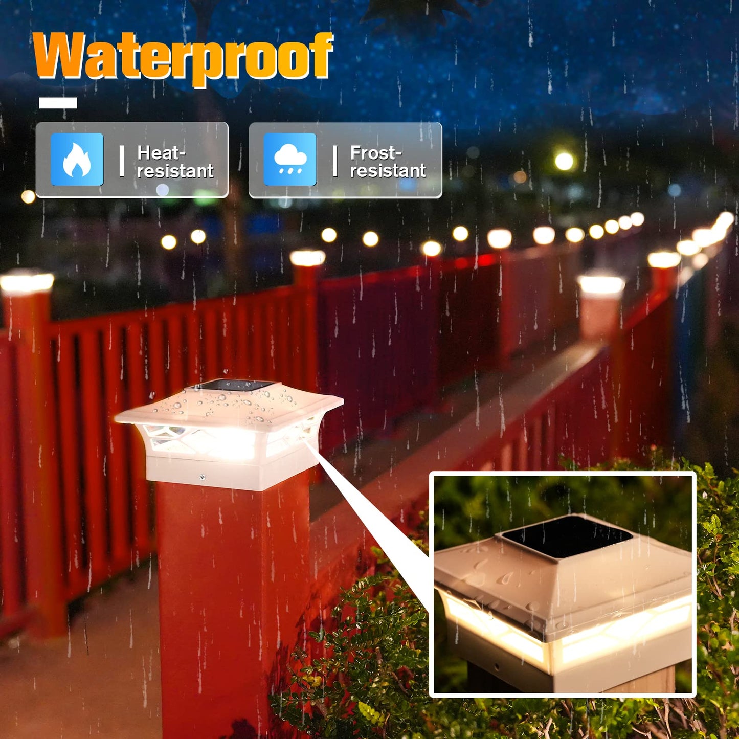 VOLISUN Solar Post Cap Lights - 4 Pack Outdoor Light for 4x4/6x6 Posts, Waterproof, Warm White, Model 21177ZM, Color: White