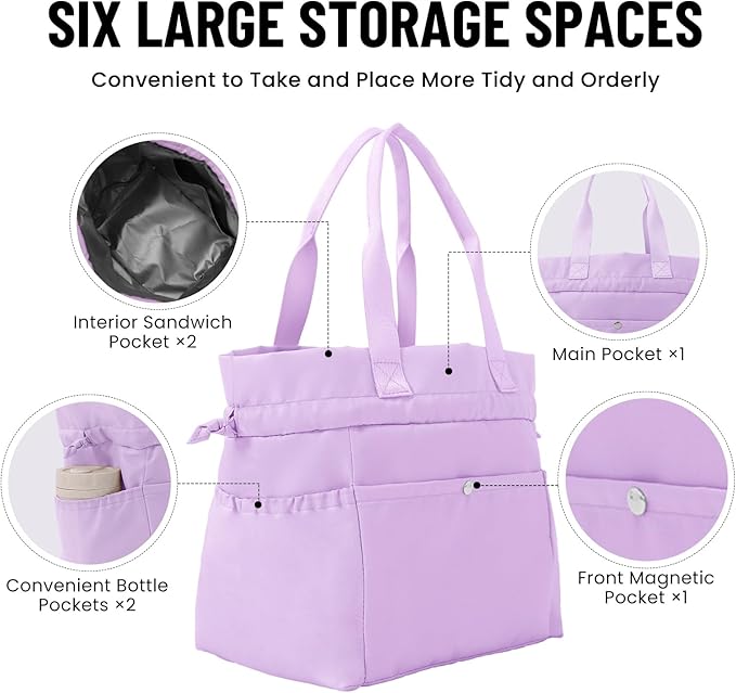 MEXS Lunch Bag for Women Reusable Drawstring Insulated Lunch Box Stain-Resistant Large Cinch Closure Lunch Bags for Work Office