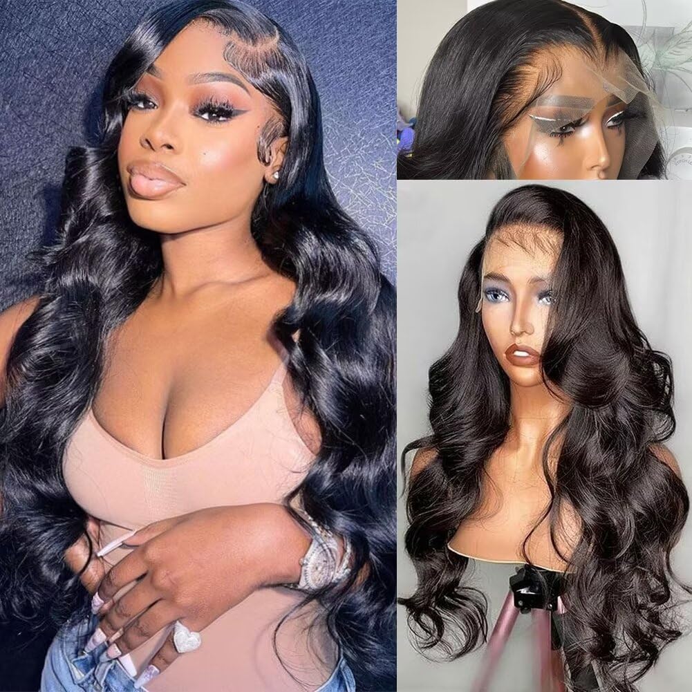 HANGFIRST 22 Inch Body Wave Lace Front Wigs Human Hair 13x6 HD Lace Front Wigs Pre Plucked 180 Density Brazilian Virgin Human Ha
