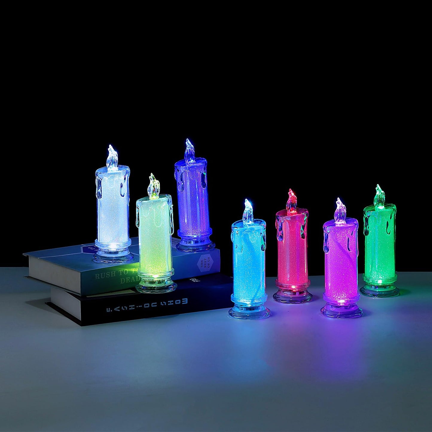 Klexcol Led Flameless Candles Set Of 2, Rechargeable Operation, Candle Flickering, Electric Decorative Column And Remote Control
