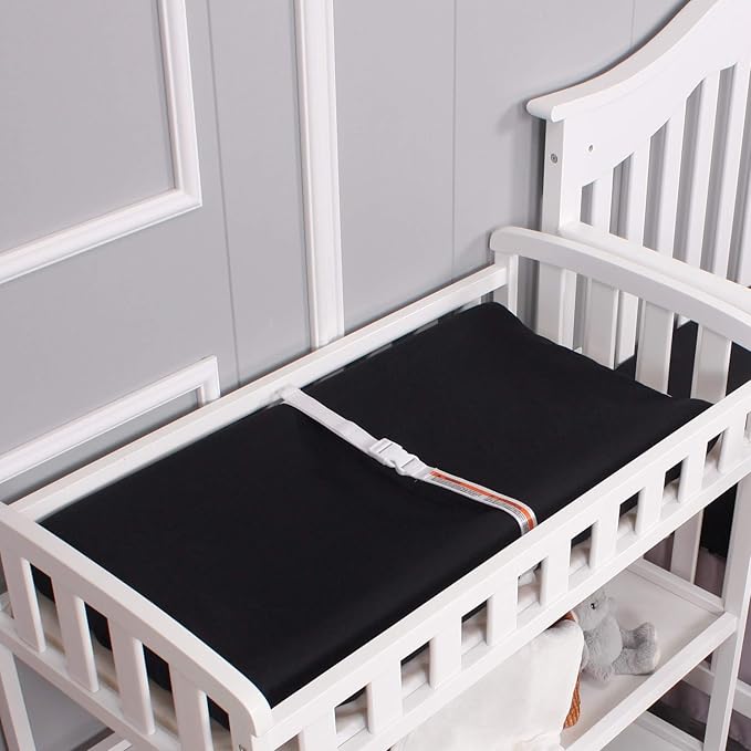 Belsden 3 Pack Microfiber Soft Changing Pad Cover, with 2 Considerate Safety Belt Holes, Durable Diaper Change Table Sheet Set for Baby Boys Girls, 16''x32''x8'', White & Grey & Black
