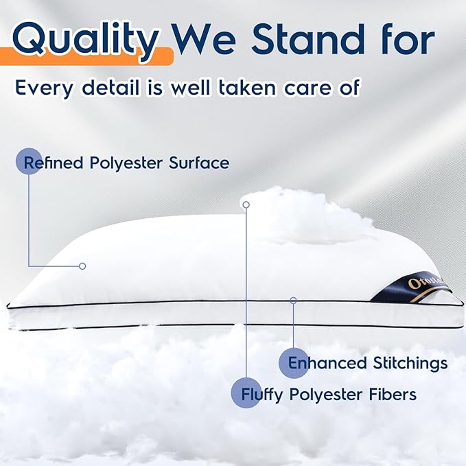 OTOSTAR Pillows Standard Size Set of 4 Bed Pillows for Sleeping Cooling Pillows 4 Pack with 3D Microfiber Filling Breathable Cover Pillows for Back Stomach or Side Sleepers Soft Fluffy Pillows for Bed