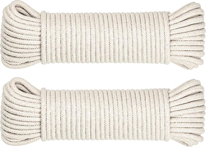SteadMax 100ft Natural Cotton 3/16 Inch Rope, General-Purpose Utility Cord, Clothesline Rope, Ideal for Tents, Hammocks, H...
