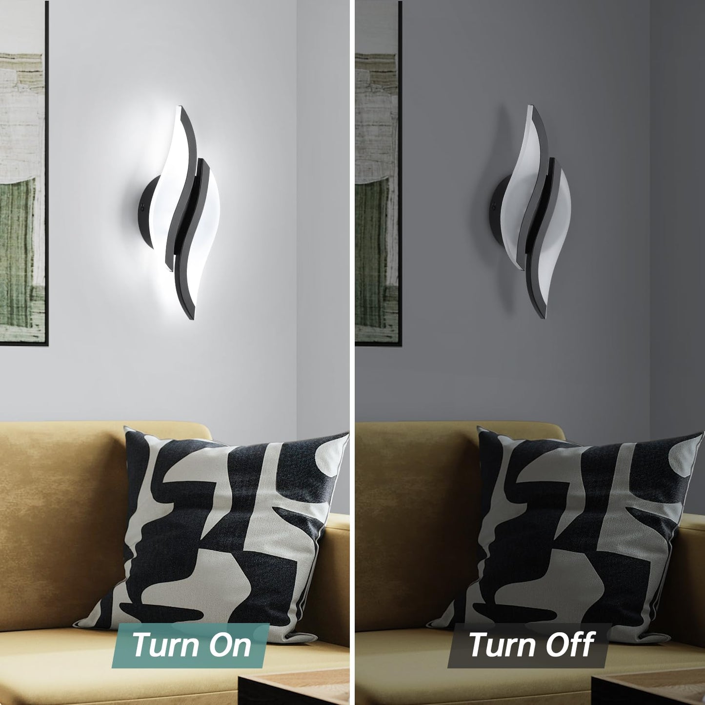 Modern Led Wall Sconces Set Of 2  6000K Black Indoor Wall Light Fixtures Acrylic Wall Sconce Lighting For Living Room Bedroom Bedside Bathroom Hallway Stairway Wall Lamp (Black)