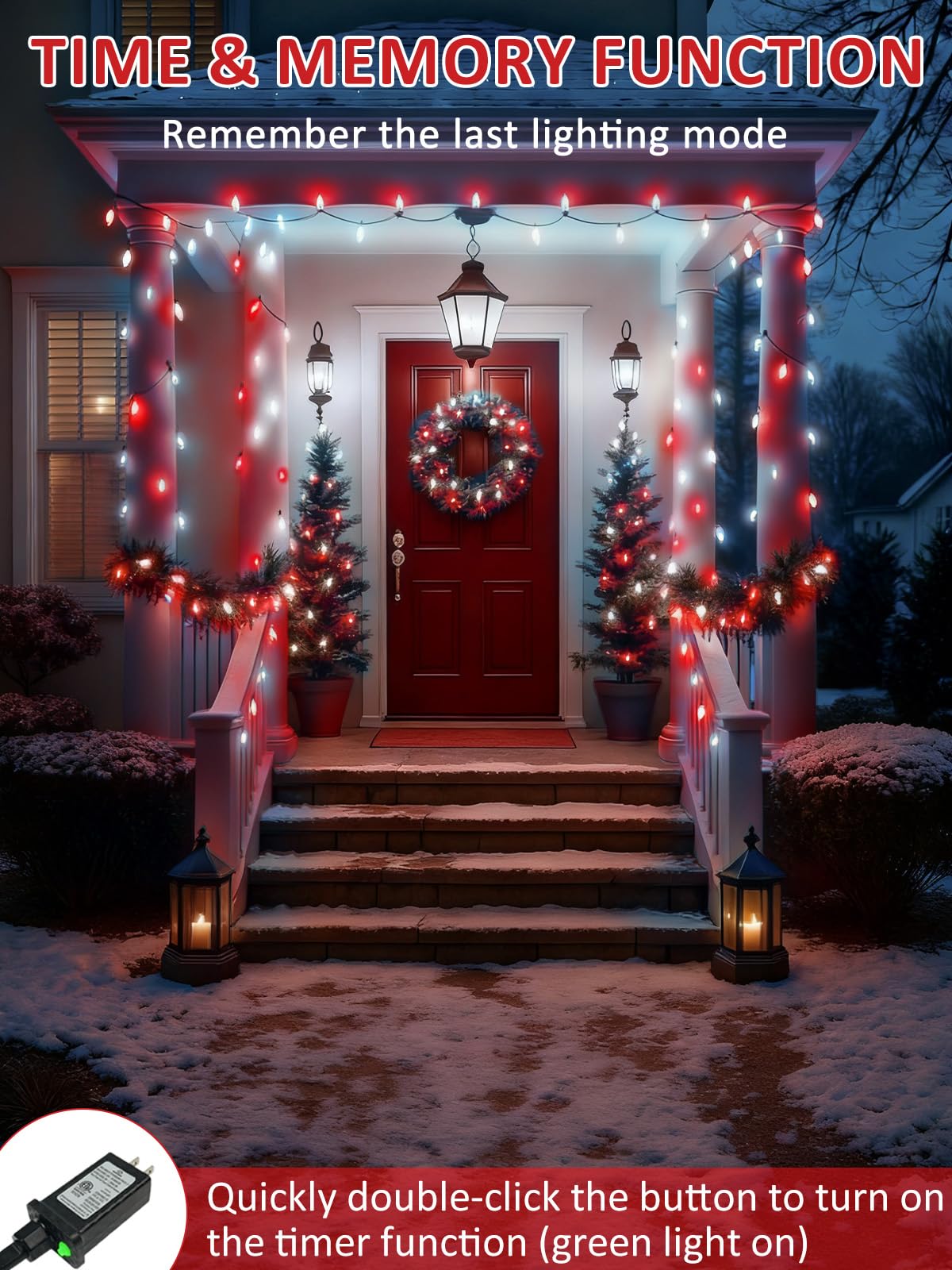 Upgraded 250 Led C6 Connectable Christmas String Lights Red And White  82Ft Waterproof Christmas Twinkle Light Outdoor  Plug In Fairy Lights Indoor With 13 Modes & Timer For Christmas Tree Decorations