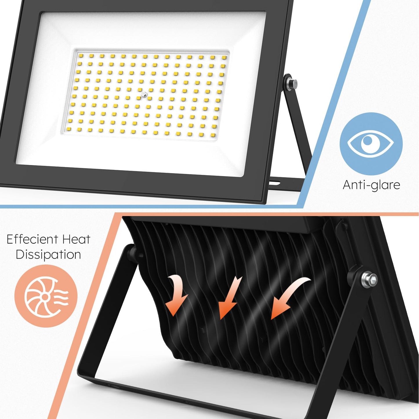 Madewell Living 2-Pack 100W Led Flood Lights Outdoor - 18000 Lm Super Bright Security Lighting  Ip66 Waterproof  5000K Daylight - Energy-Efficient Outdoor Lights For Garage  Garden  Lawn  Backyard