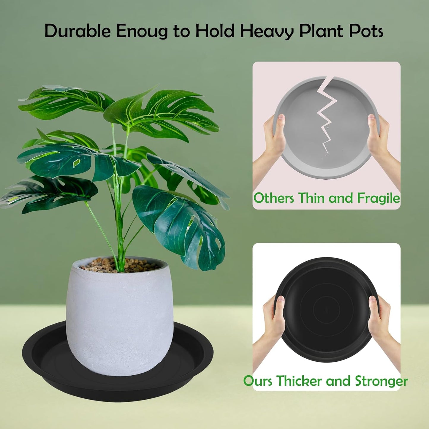 6 Pack 6 Inch Round Plant Saucers for Less 5 Inch Pot Indoors Outdoors Plant Trays for Pots Planter Saucer Plastic Plant Drip Tray Flower Planter Water Tray for Potted Plant(Black, 6"(6pcs))