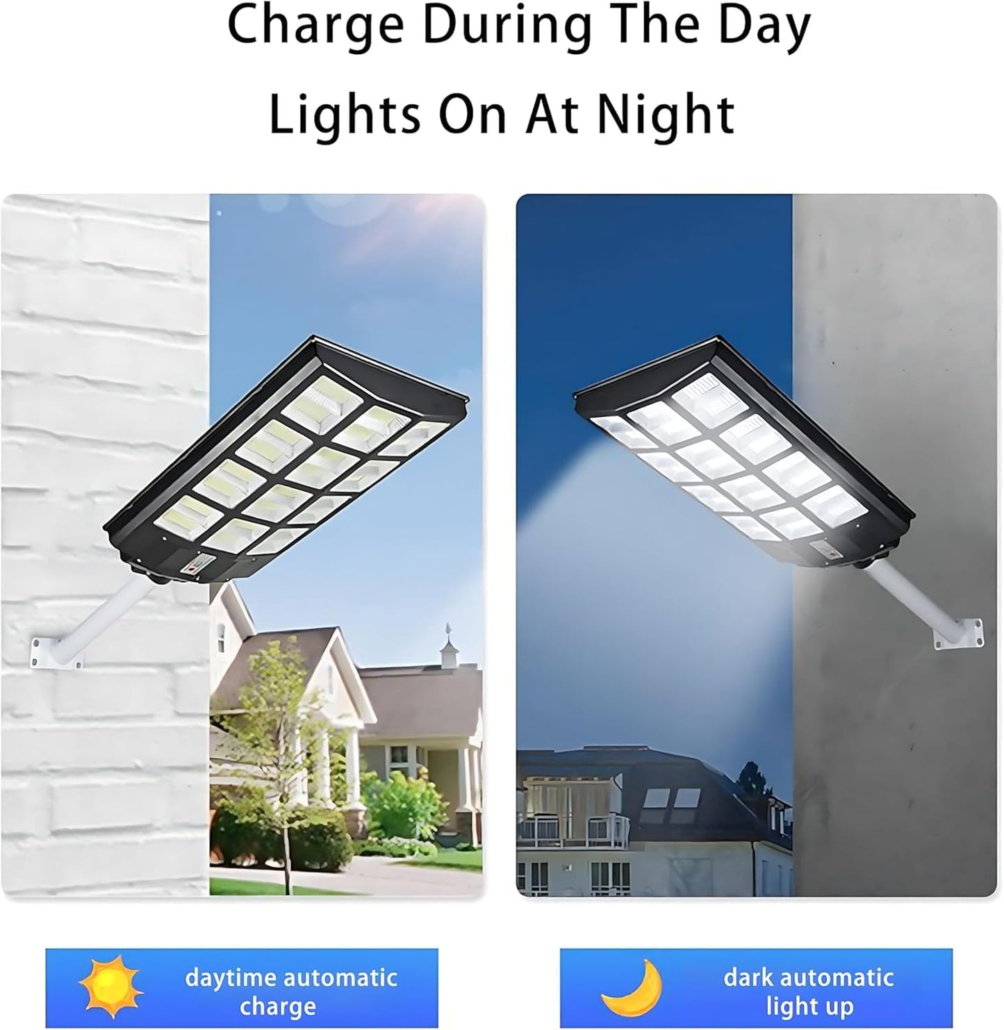 Qoeudd 12000W Solar Street Light, Ip66 Waterproof, 600000Lm, Remote Control, Dusk To Dawn For Courtyard, Garden, Yard