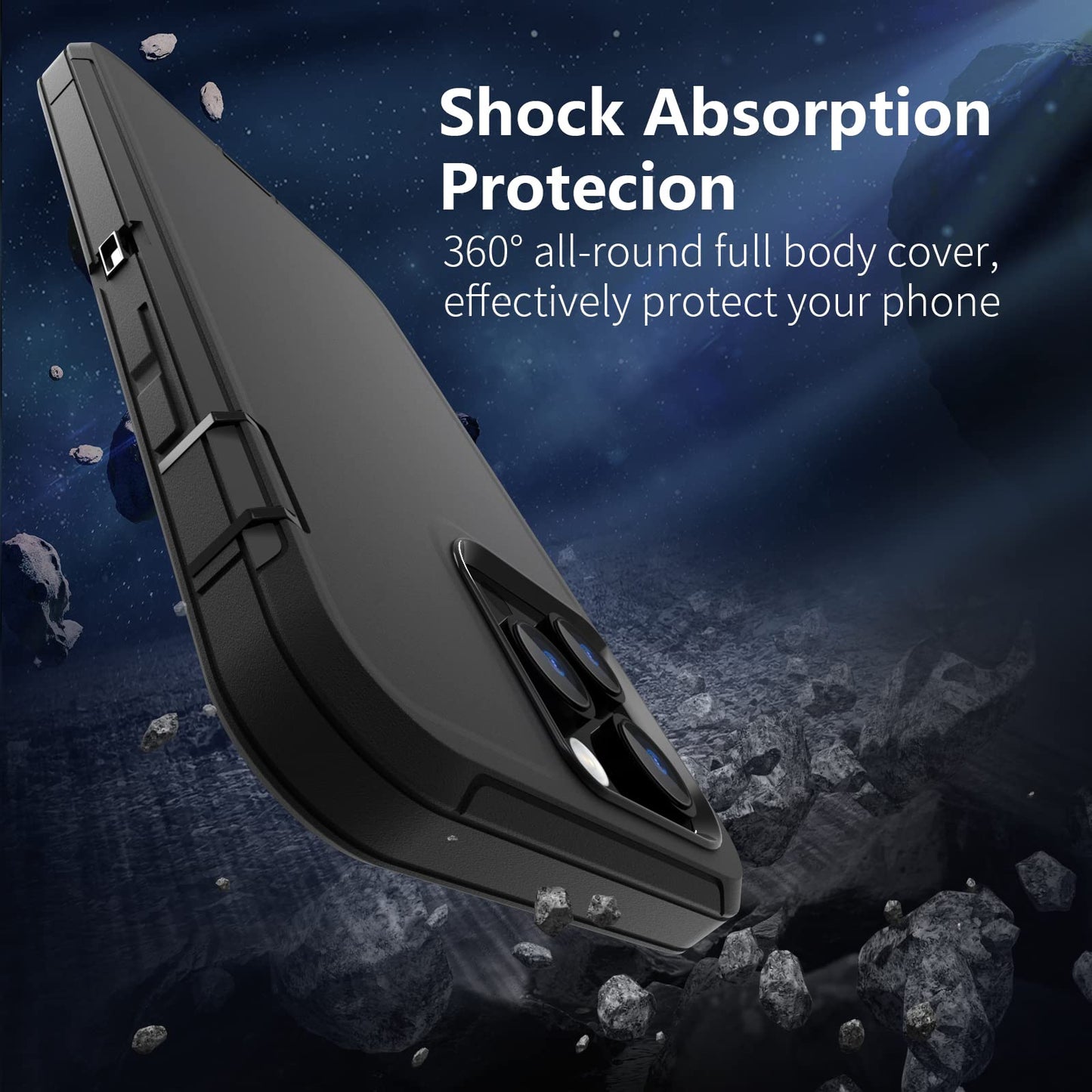 Sansunto Iphone 13 Pro Case Silicone Rubber Cover Black For Iphone 13 Pro | Dual Layer, Full Body Protection Case, For Men & Wom