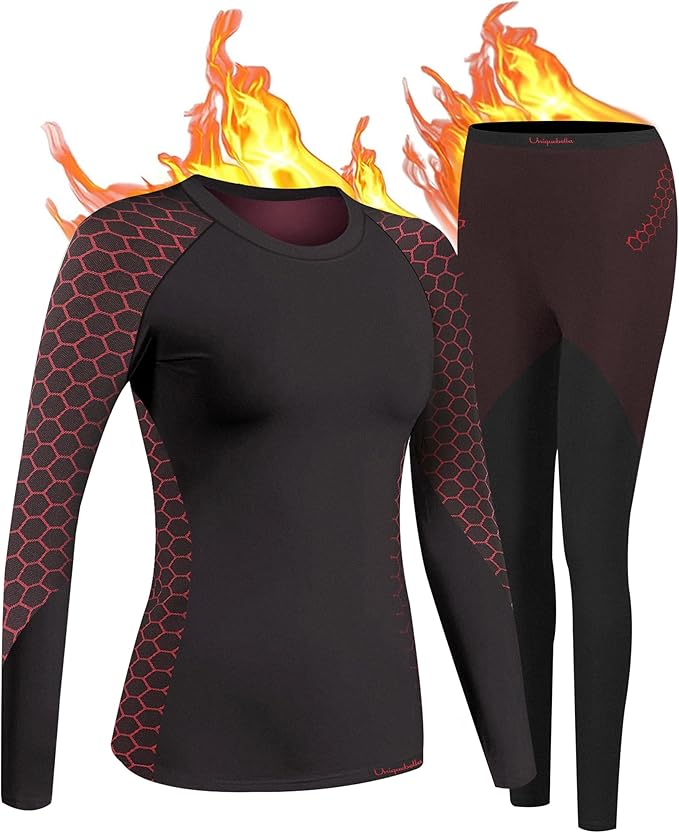 UNIQUEBELLA Womens Thermal Underwear Long Johns Base Layer Set for Women Athletic Underwear Set