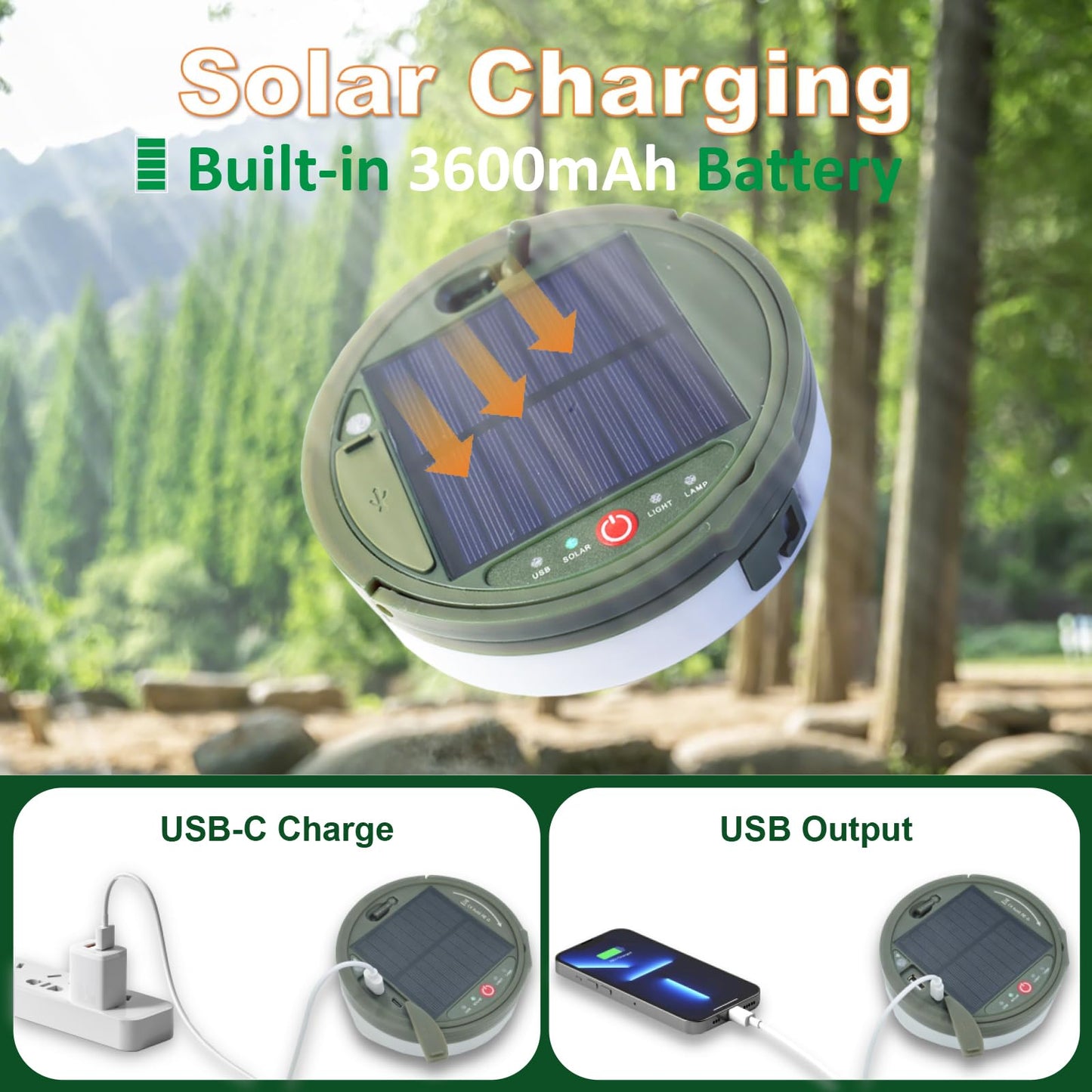 MDCMLKS Solar Camping String Lights, 39.4FT, 2-Pack, Waterproof, 8 Lighting Modes, Green, Model SCSL-1