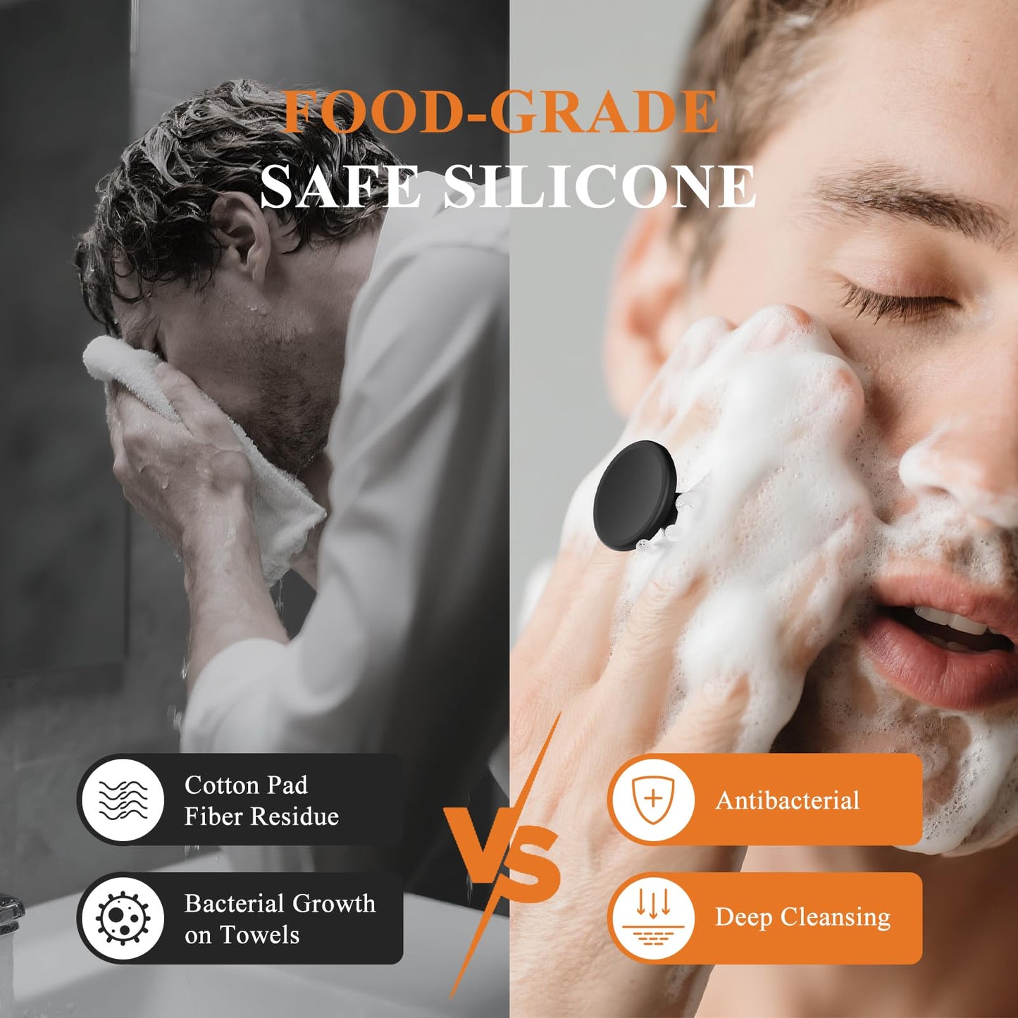 VWMYQ Silicone Face Scrubber for Men, Gentle Exfoliator Pad & Massager, Facial Cleansing Brush Silicone Face Wash Brush Removes