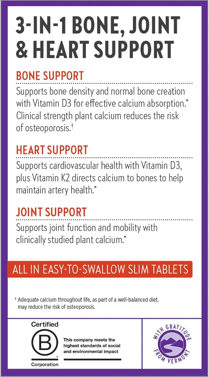 New Chapter Calcium Supplement - Bone Strength Organic Calcium with Magnesium, Vitamin D3+K2, 70+ Trace Minerals for Bone Health, Gluten Free, Easy to Swallow Slim Tablets - 270 Count