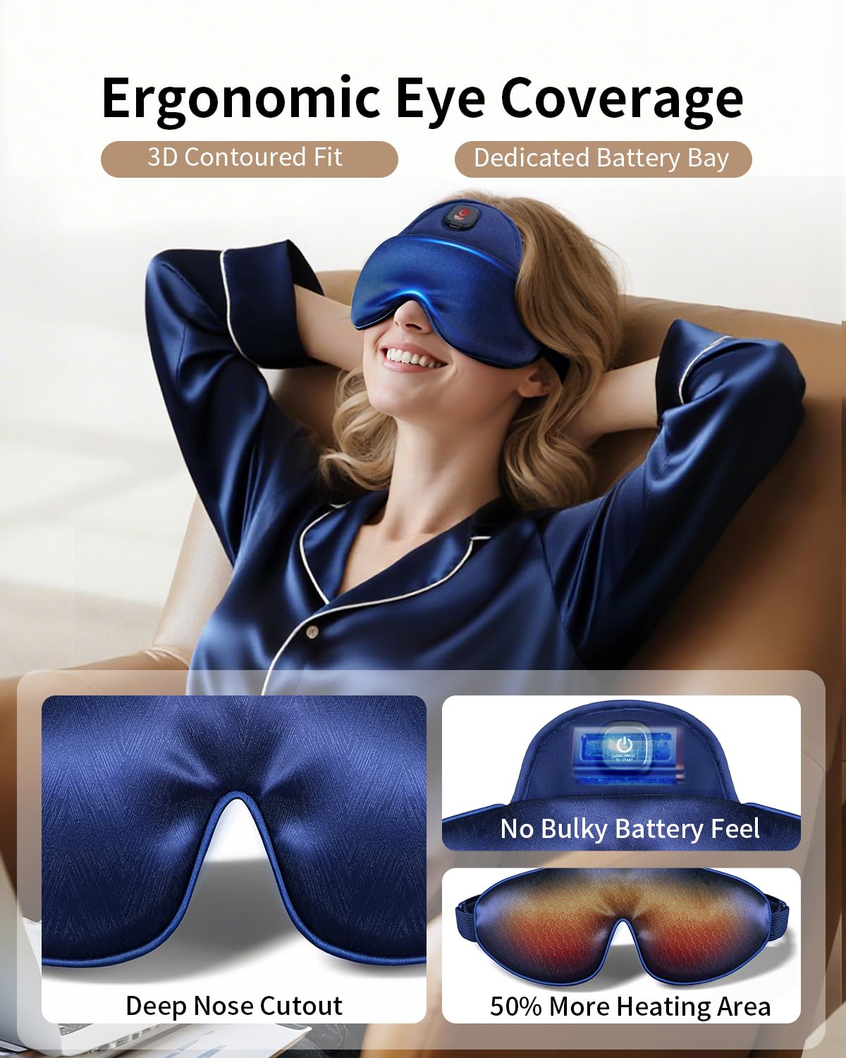 Voodoospot Stye Heated Eye Masks Cordless for Dry Eye Treatment Warm Pain Relief Compress Silk Heat Pack Eye Care Heating Pad for Migraine Blepharitis Dark Circles and Puffiness Sinus MGD Washable
