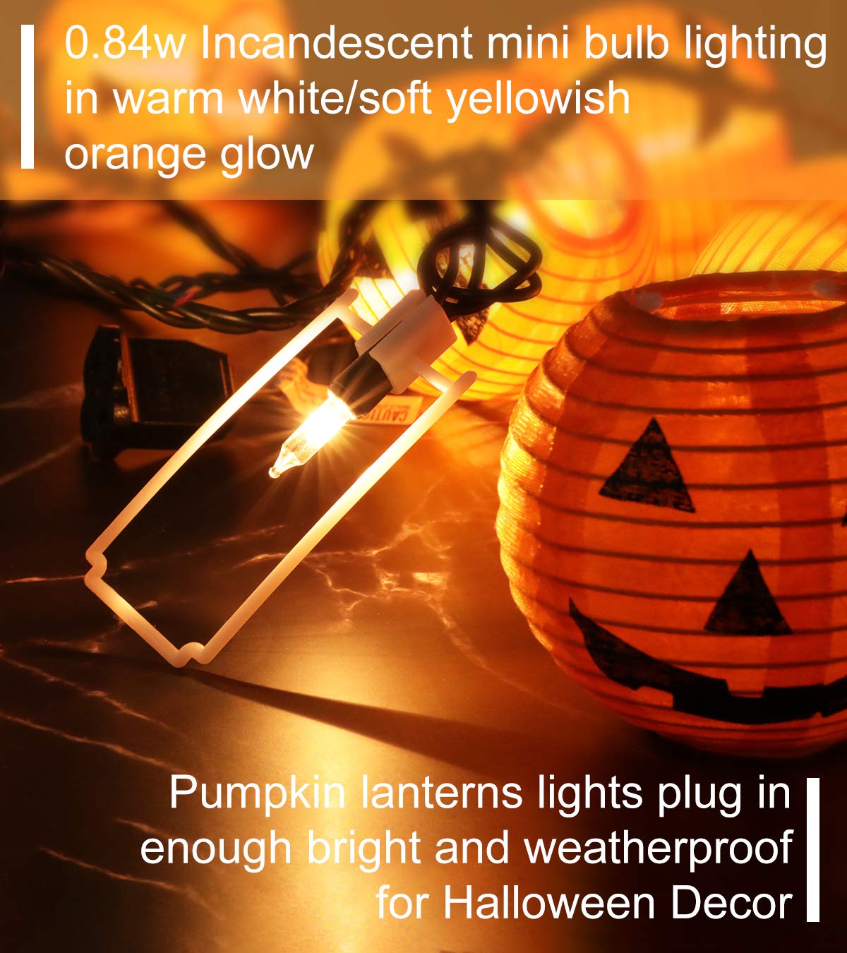 TIGOMOOV Halloween Lantern String Lights, 10 Orange Lights, 9.83FT, Indoor/Outdoor, Nylon