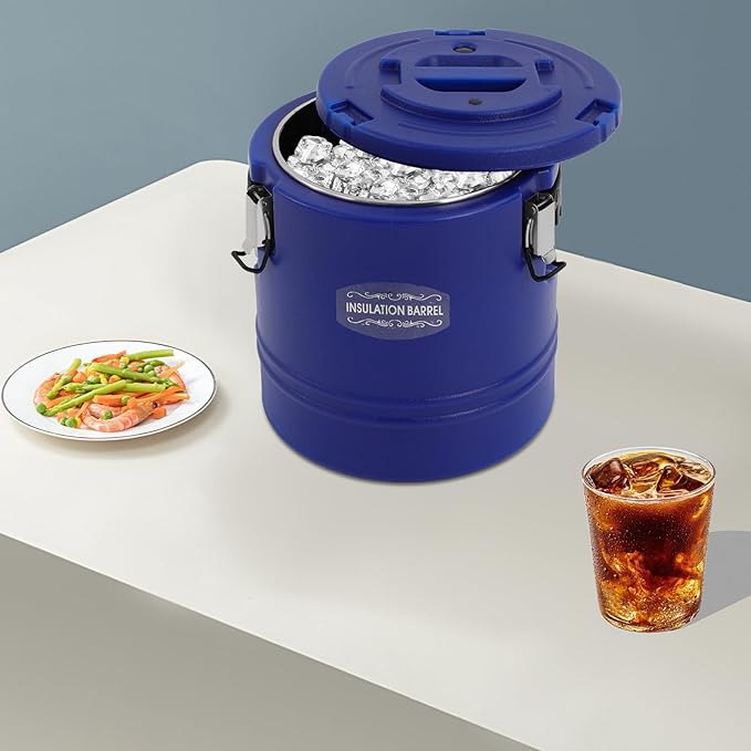 Eapmic 15.85Qt Insulated Food Container, Stainless Steel Container, 15L Commercial Soup Carrier 6 Hours Heat Preservation for Hot and Cold Food Storage Restaurant Canteen Home Lunch Use (Blue, 15L)