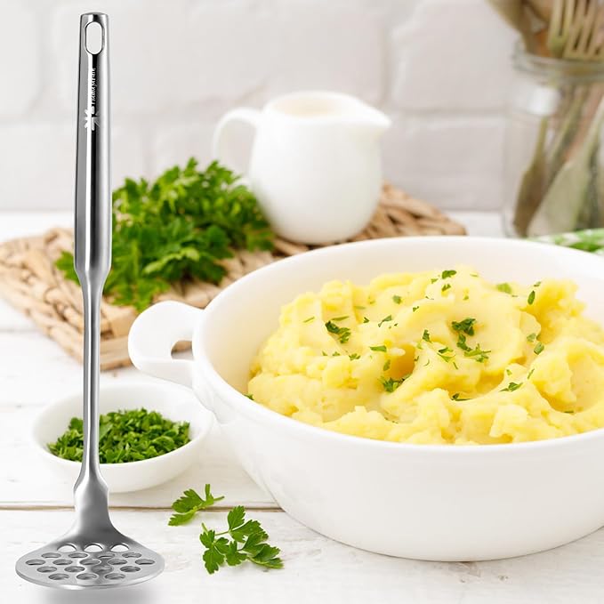 Small Avocado Masher - Stainless Steel Potato Masher，Mashed Potato Masher Kitchen Tool，Heavy Duty，8.7" Mini Bean Smasher for Vegetables & Fruits - Effortless Guacamole Preparation, Christmas gifts