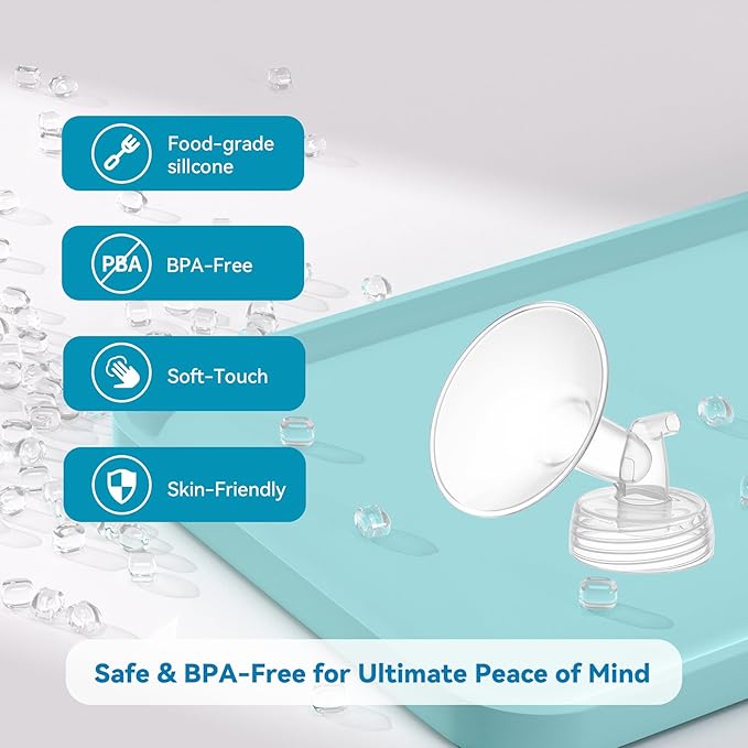 4PCS 21mm Breast Pump Flanges, Compatible with Spectra S1/S2/9Plus/Synergy Gold, Motif Luna, Wide-Mouth Bottle Fit, Breast Pump Accessories