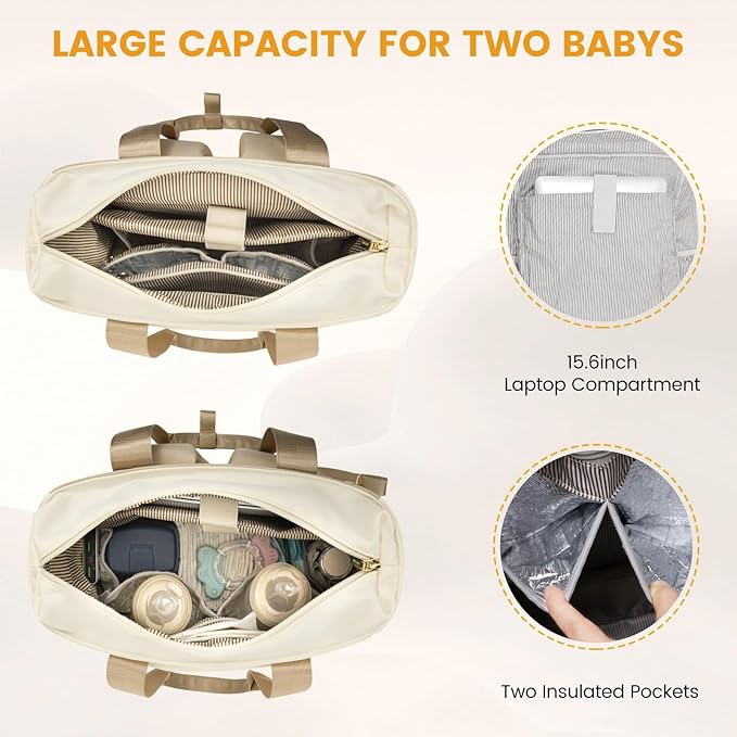 LOVEVOOK Diaper Backpack, Diaper Bag Tote with Insulated Pockets, Baby Bag for Girl Boy with Changing Pad, Large Baby Diaper Bag with Pacifier Case, Anti-Theft Travel Backpack for Women