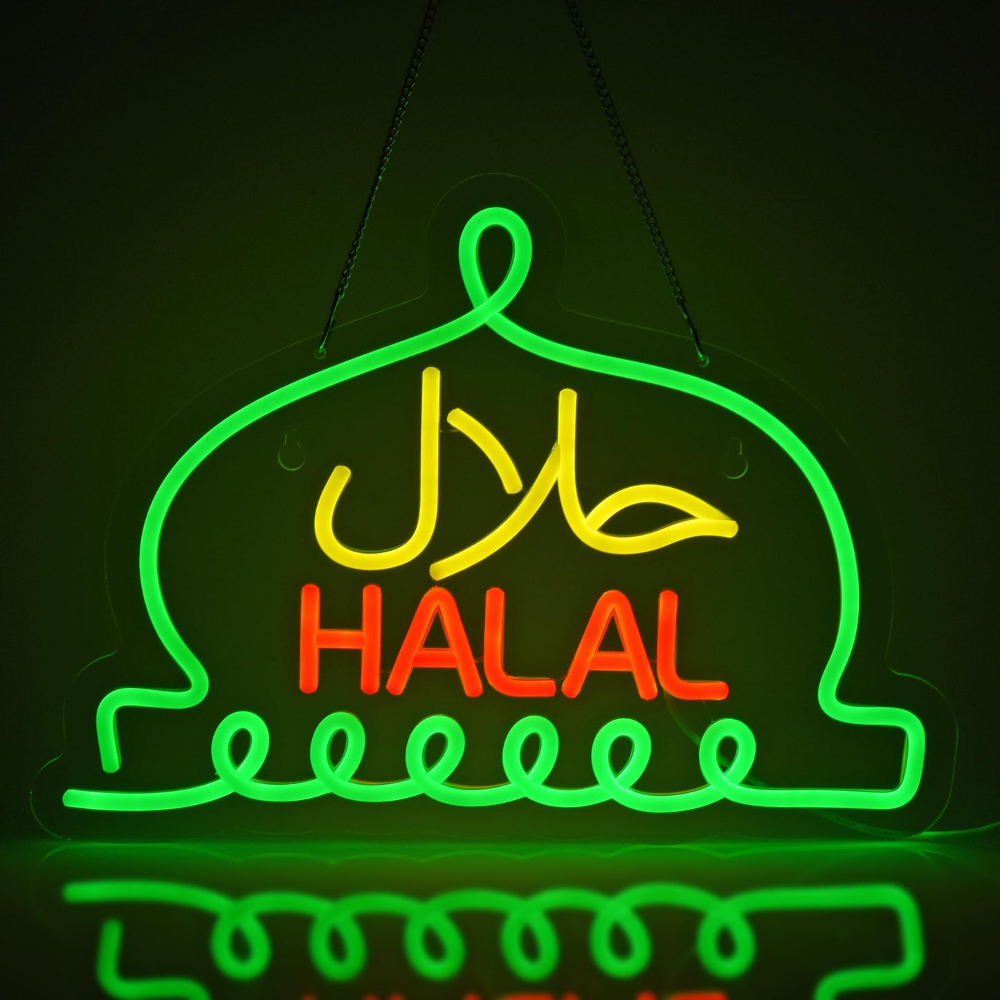 Jomobuty Halal Neon Signs Halal Food Arabic Restaurants Led Light Up Signs For Business Store Wall Decor With Dimmable Switch Christmas Party Gift Usb Powered 16.1 X 11.8