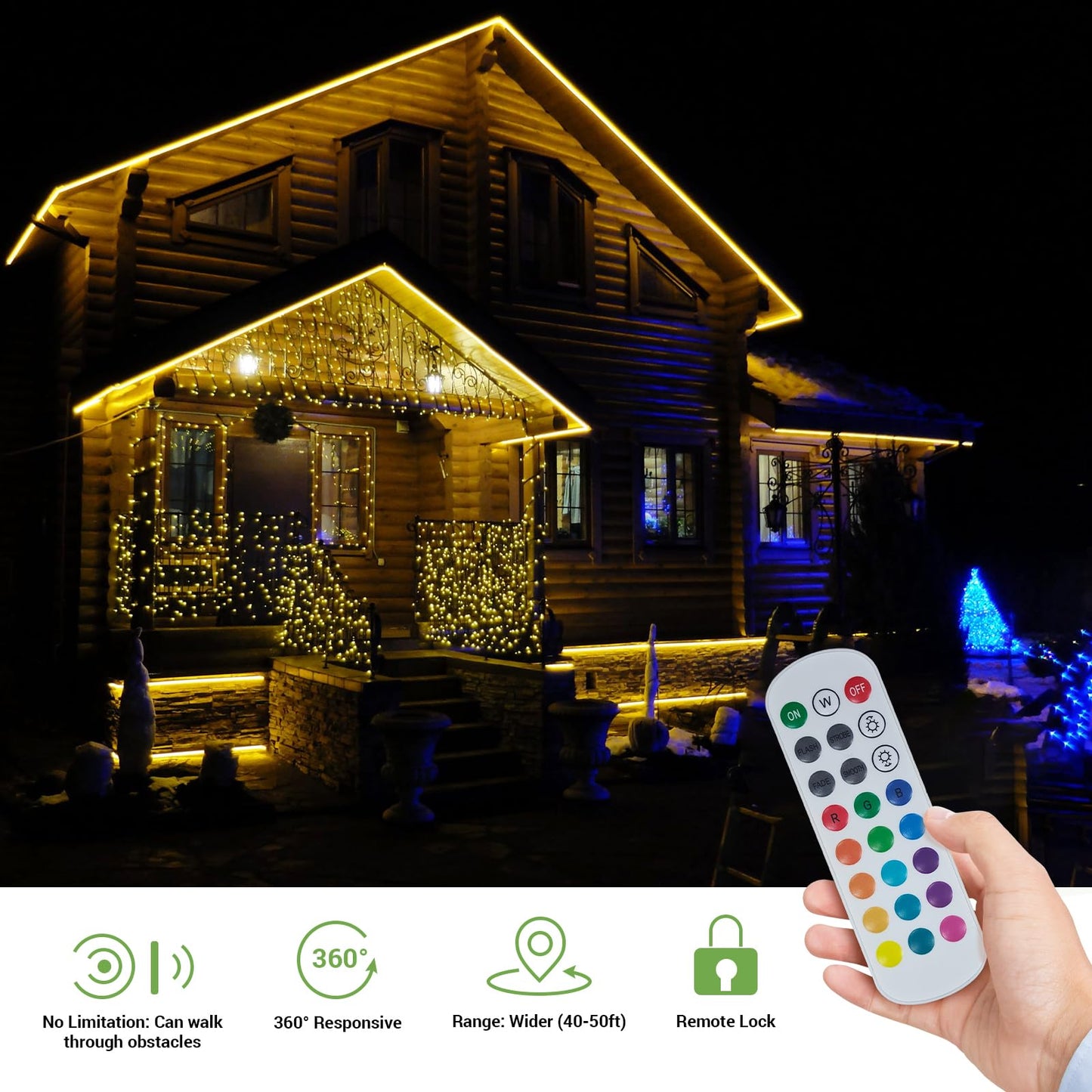 Hotmoon Smart Led Outdoor Rope Light, 98.4Ft Rgb Color Changing, App & Rf Remote Control, Ip65 For Garden & Parties, Model Nts101-Rgb-Us-F