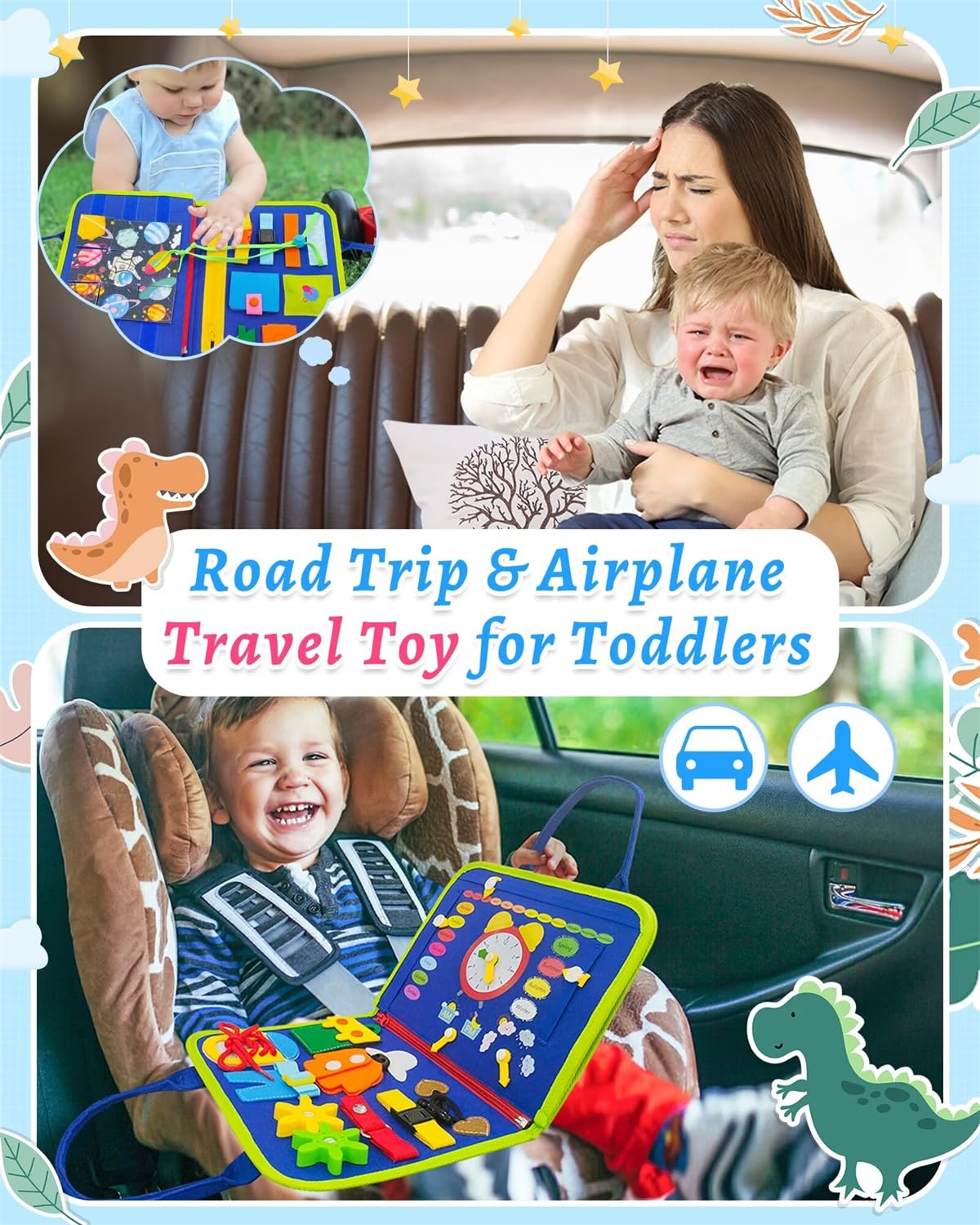 Exorany Busy Board Montessori Toys for Toddler Boys & Girls Birthday Gifts, Sensory Toys for Toddlers, Educational Travel Preschool Toddler Activities Learning Fine Motor Skills