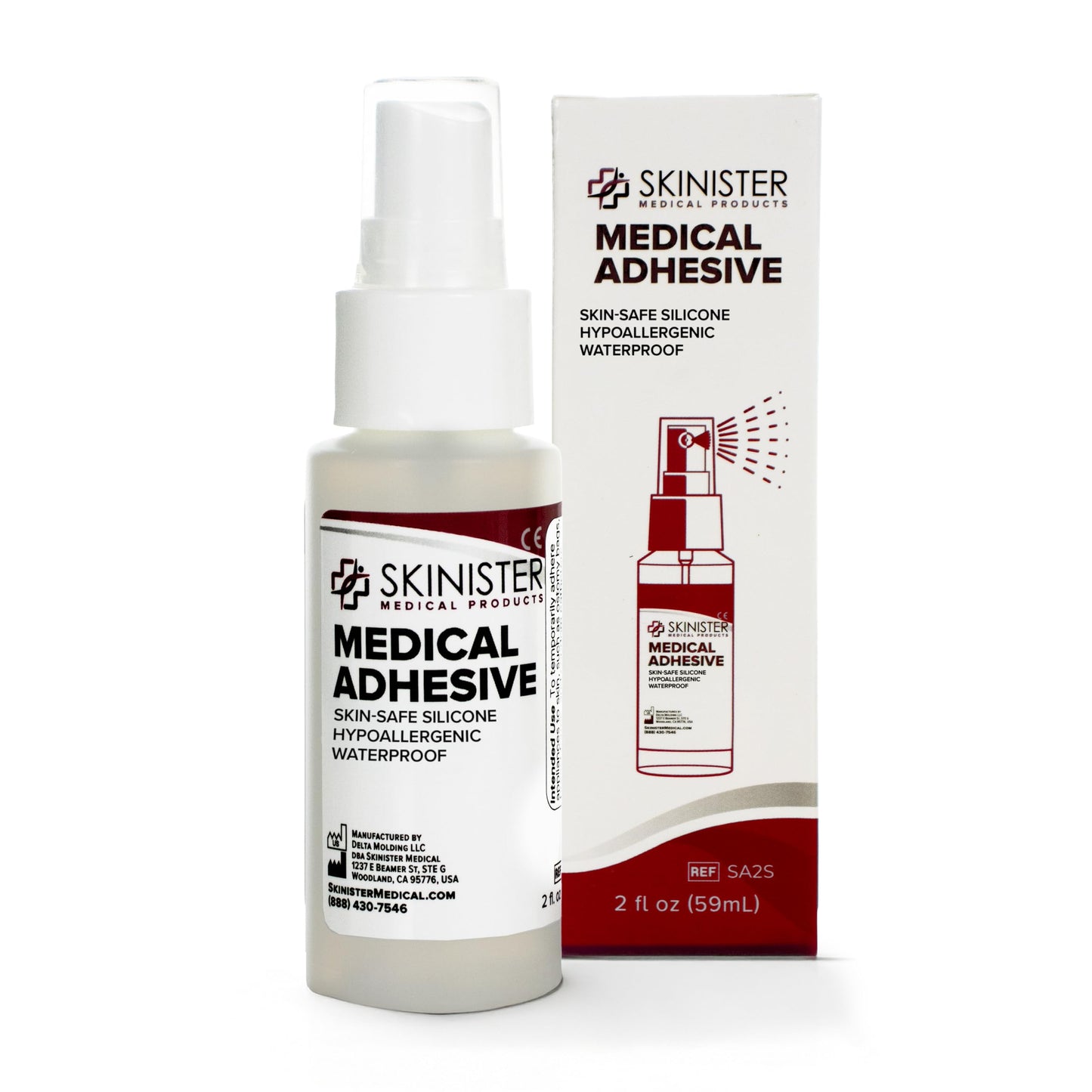 Skinister Medical Adhesive Spray – Silicone Skin Glue for Ostomy Supplies, Ileostomy, Colostomy & Urostomy, Stoma & Ostomy Bag Adhesive, Breast Forms, Condom Catheters, Prosthetics, SFX Makeup | 2oz