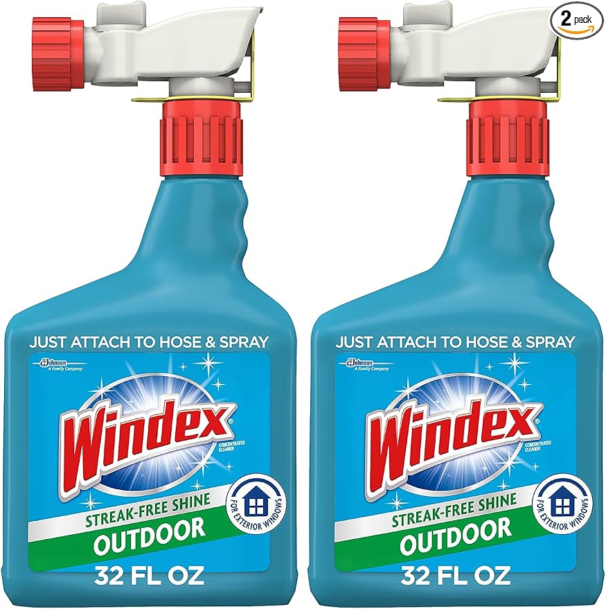Windex Outdoor Window and Glass Cleaner for Hose Ammonia Free, Concentrated Formula for Deep Outdoor Clean, Patio Cleaner,...