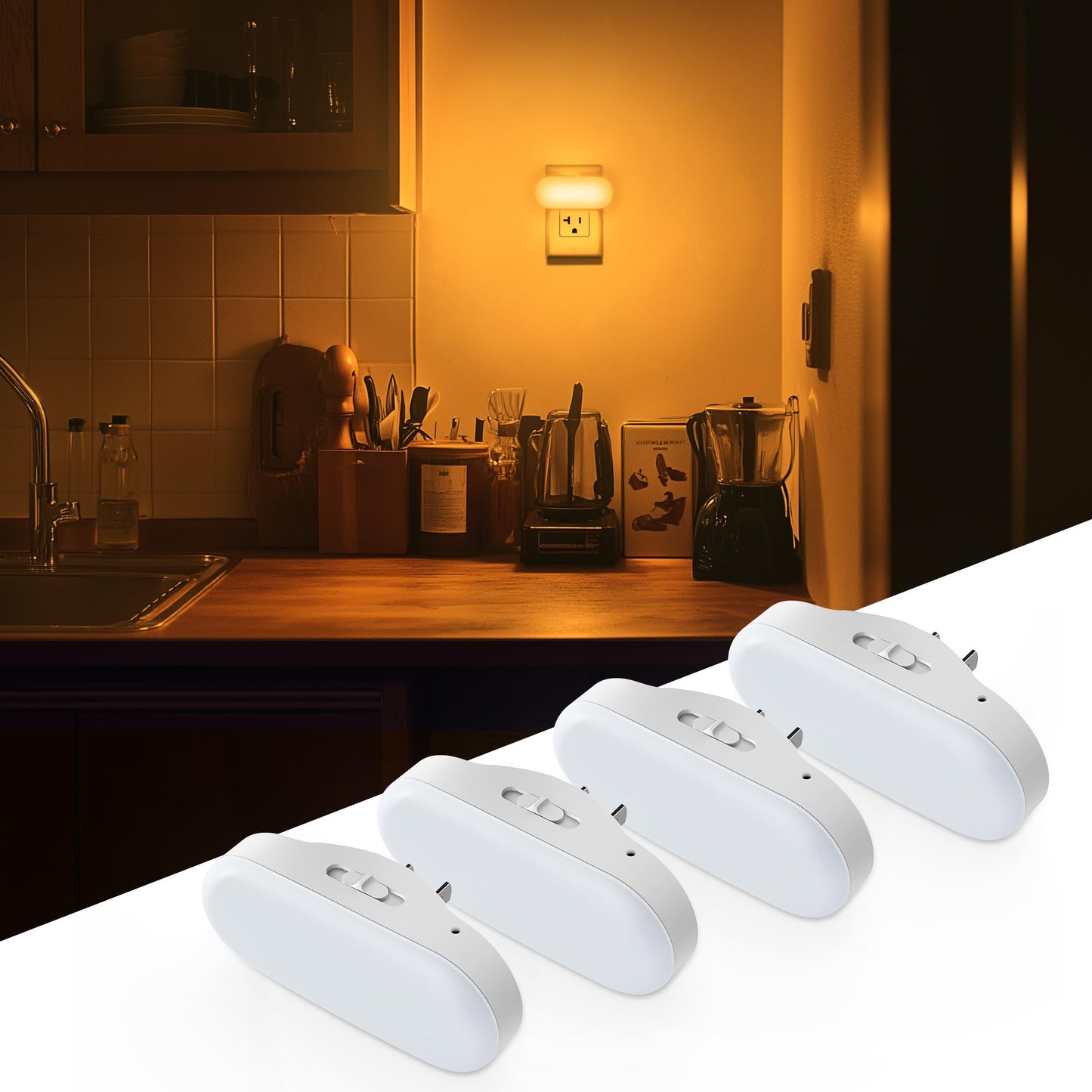 Doresshop Amber Night Lights Plug Into Wall  Dusk To Dawn Night Light 4Pack  1W Led Night Light For Bedroom  Kids Room