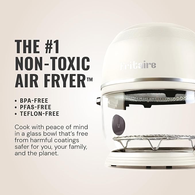 Non Toxic Air Fryer™ - Glass AirFryer 5 Quart w/ 360 Visibility, Self-Cleaning, 400F Vortex Air Fryer for Even Cooking, BPA-Free Teflon Free, 9-in-1 Functions, Rotisserie, Roast, Bake, Sage