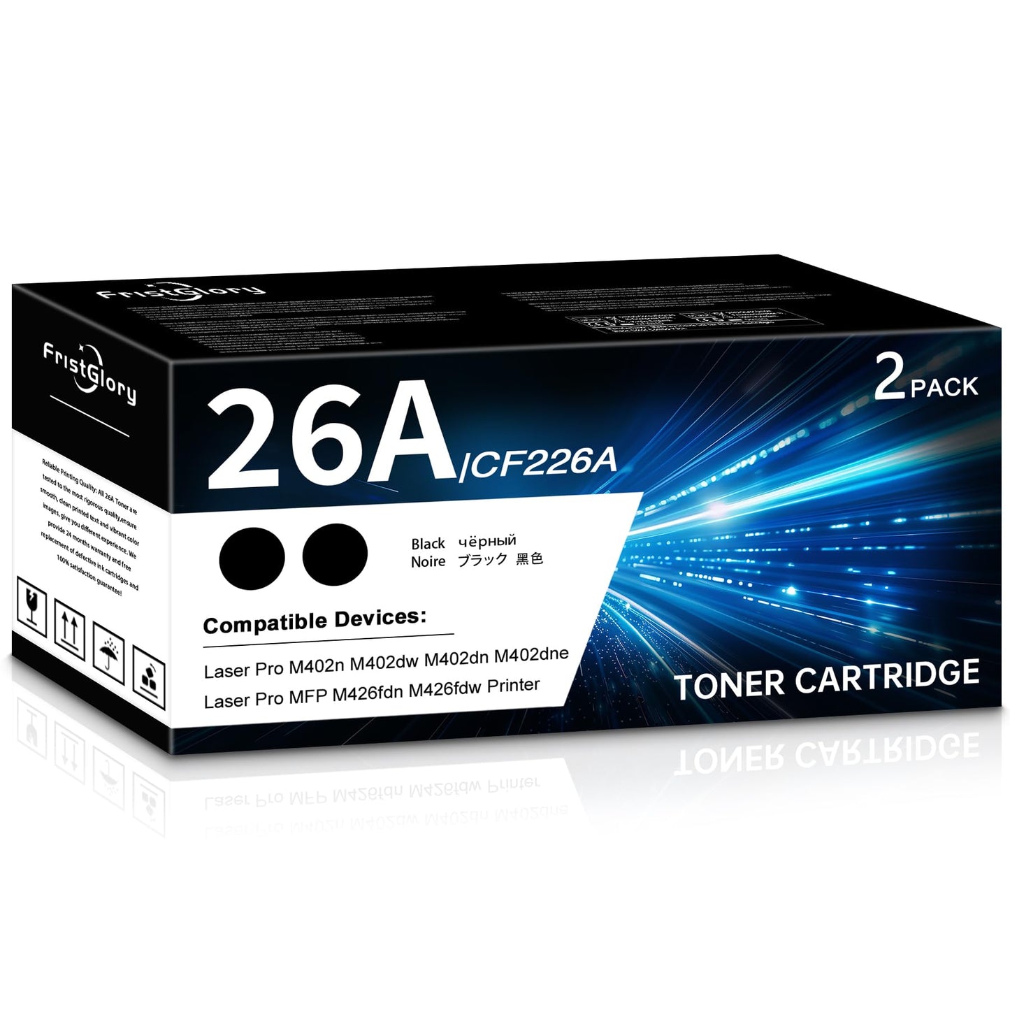 26A CF226A High Yield Toner Cartridge (Black, 2-Pack) Compatible 26A CF226A CF226X Black Toner Cartridges Replacement for Laser Pro M402d M402dw M402dne; Laser Pro MFP M426dw M426fdw M427dw Printer