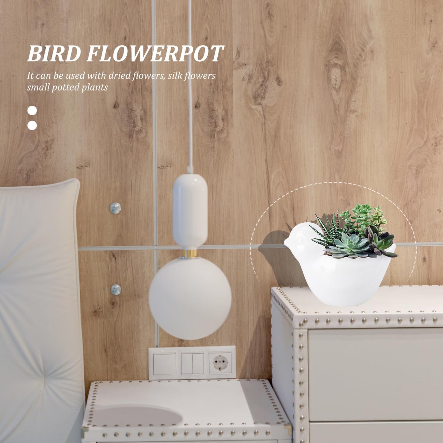 DIYEAH Ceramic Succulent Flowerpot with Creative Bird Design White Animal Plant Container for Indoor Garden Office Decoration Compact Decorative Pot for Small Flowers and