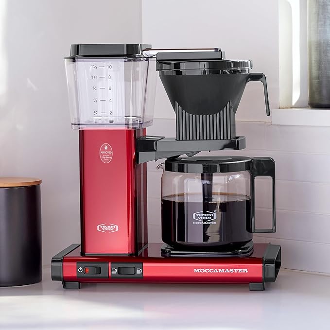 Moccamaster 53944 KBGV Select 10-Cup Coffee Maker, Candy Apple Red, 40 ounce, 1.25l