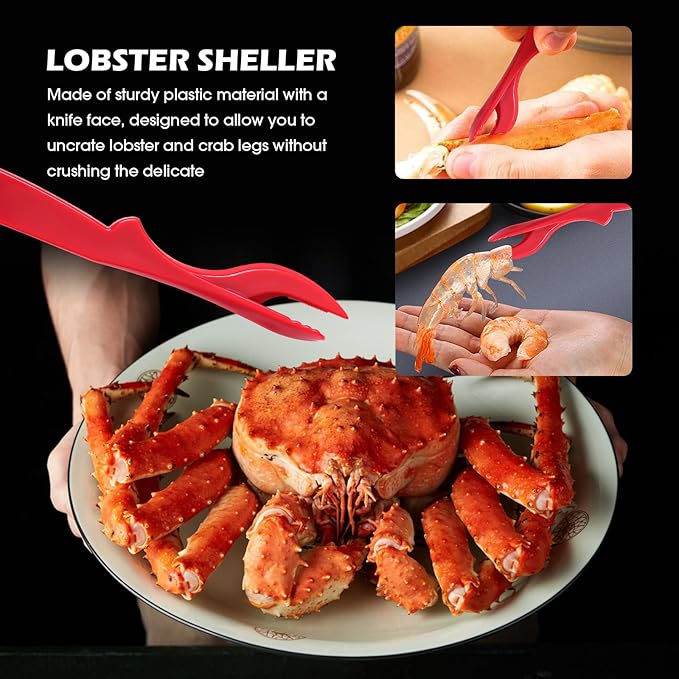 Crab Crackers and Tools,18-Pieces Seafood Tools Set Includes 5 Crab Crackers, 5 Lobster Shellers, 5 Crab Leg Forks/Picks and 2 Seafood Scissors & Storage Bag - Nut Cracker Set