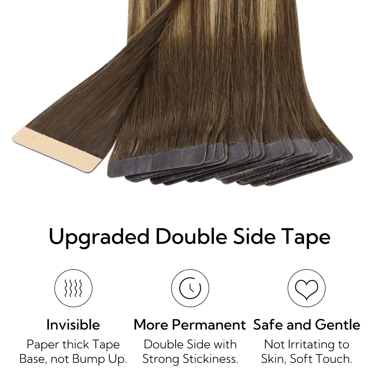HOTBANANA Tape in Hair Extensions - 10 Inch 20pcs 30g Balayage Chocolate Brown Mixed Caramel Blonde - Straight Remy Human Hair