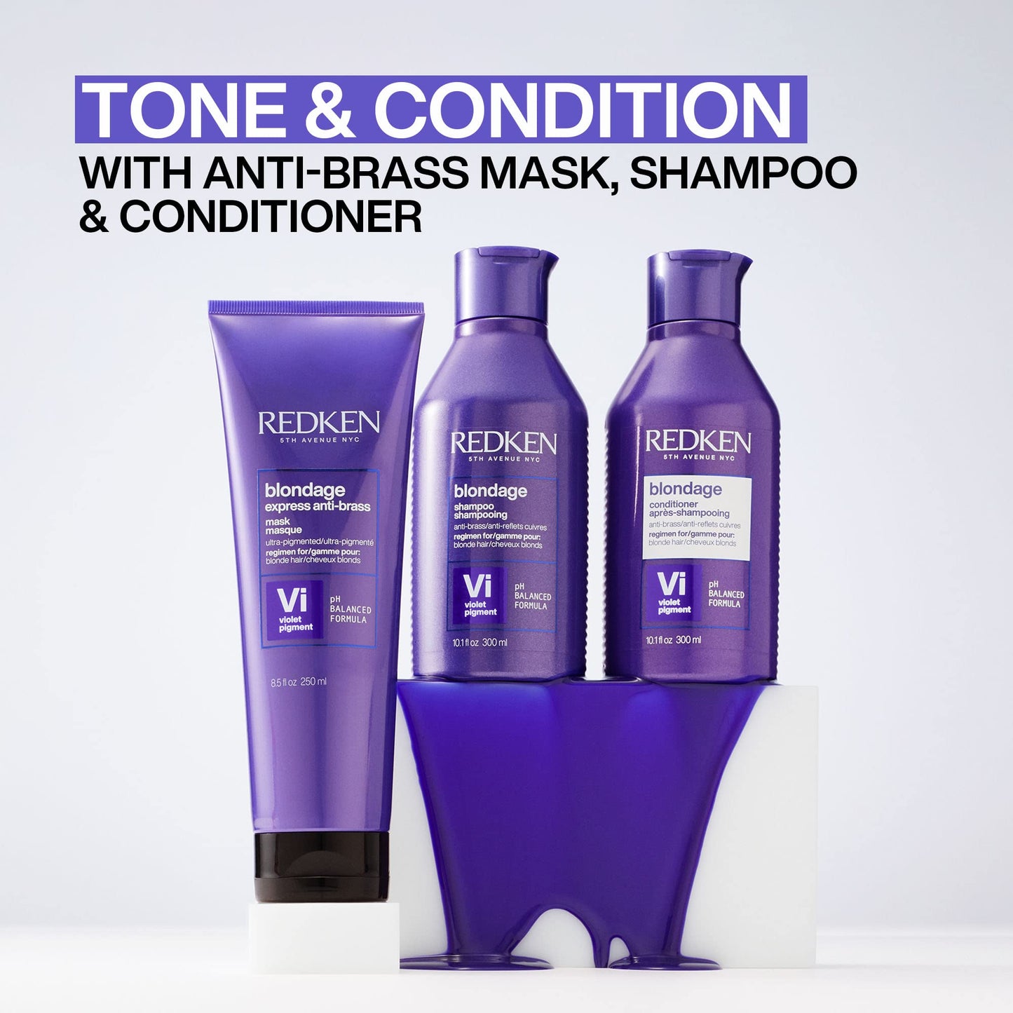 Redken Blondage Color Depositing Purple Shampoo For Blonde, Bleached or Highlighted Hair - Neutralizes Brassy Tones With Salicyl