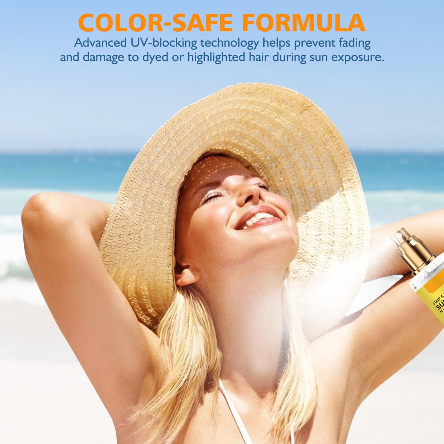 Ultimate Hair & Scalp Sunscreen Spray SPF 30, Hair and Scalp Sunscreen Spray, Color-Safe UV Blocker for Dyed/Highlighted Hair, T