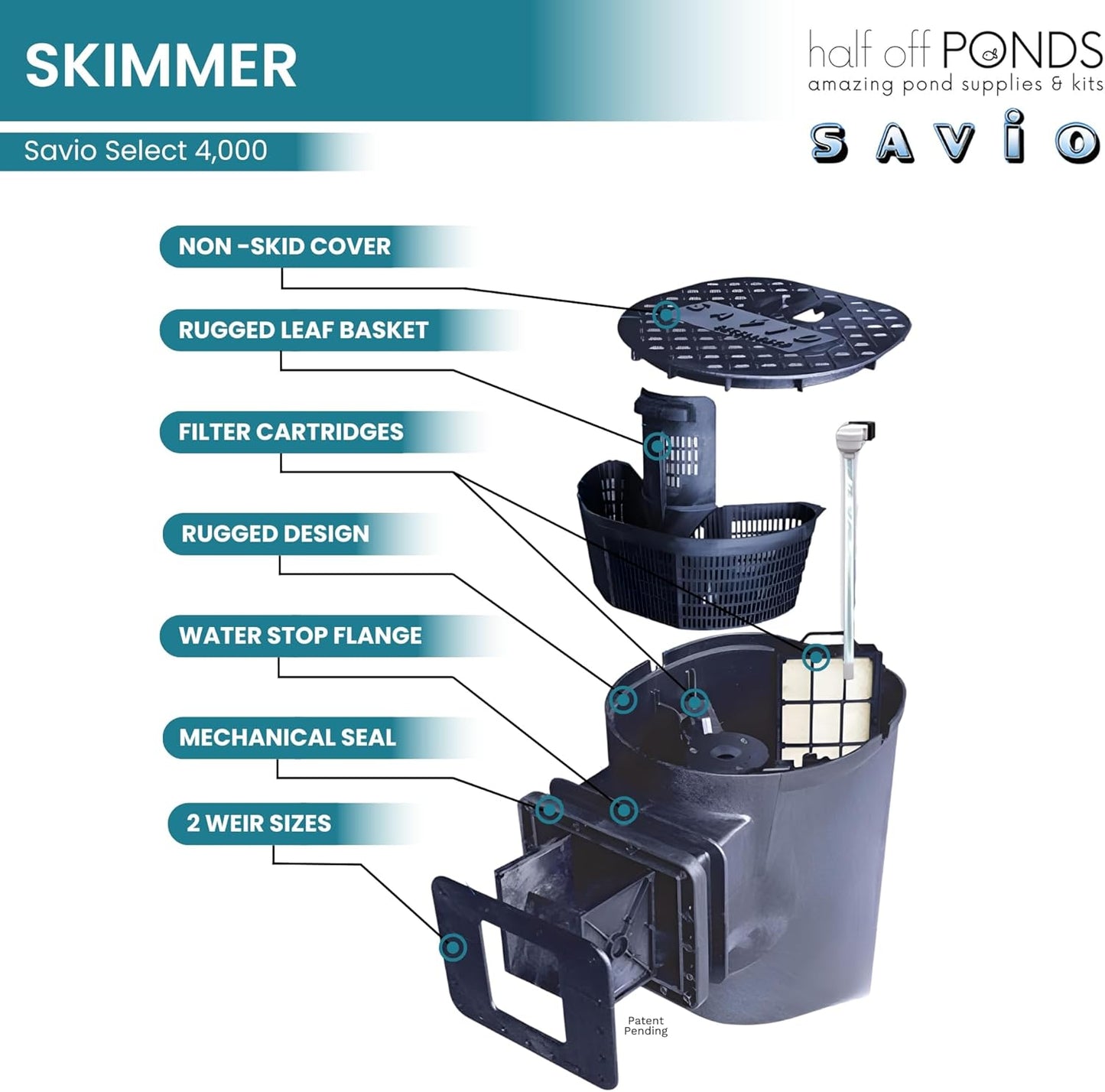 HALF OFF PONDS Savio Select 4,000 GPH Submersible Pump Pond Kit with 20' x 25' PVC Plastic Pond Liner for Water Garden & Koi Pond