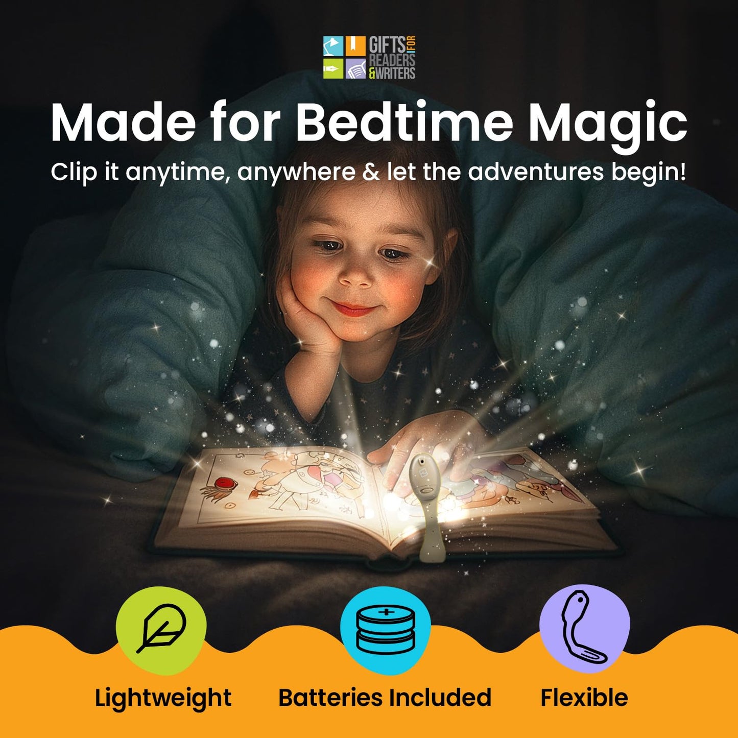Gifts for Readers & Writers Flexilight Reading Light | 2 in 1 Bookmark Lamp | LED Clip On | Sloth