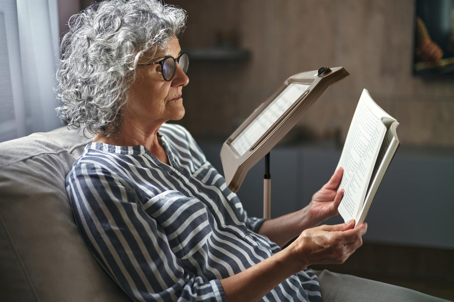 Daylight24 Full Page Led Magnifier Lamp, 8 X 10 Inch, Bronze, Model 402039-Brnz, Ideal For Reading And Crafts