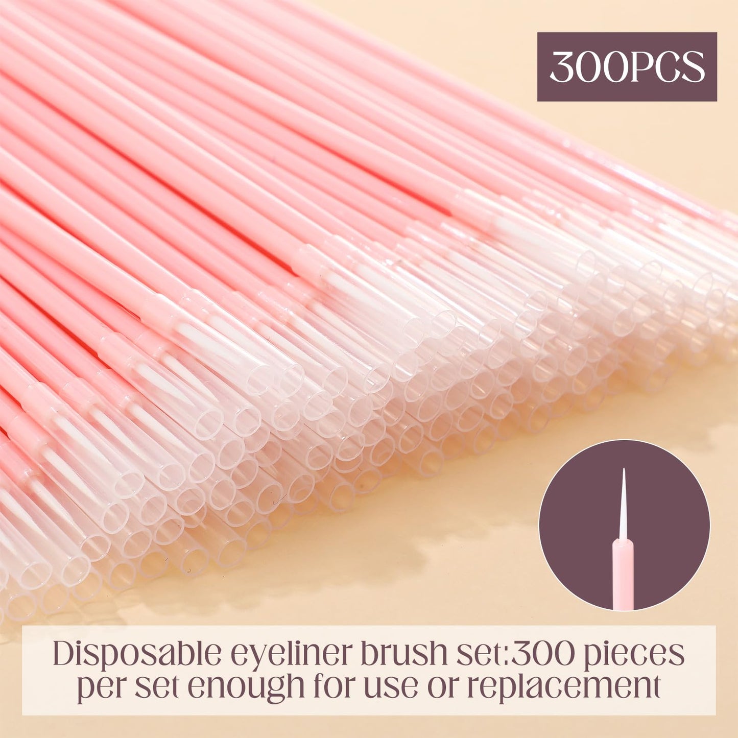 Honeydak 300 Pcs Disposable Eyeshadow Brushes Eyeliner Applicator Tool Pink Eyeshadow Applicators Lip Applicators Eye Lash Wands