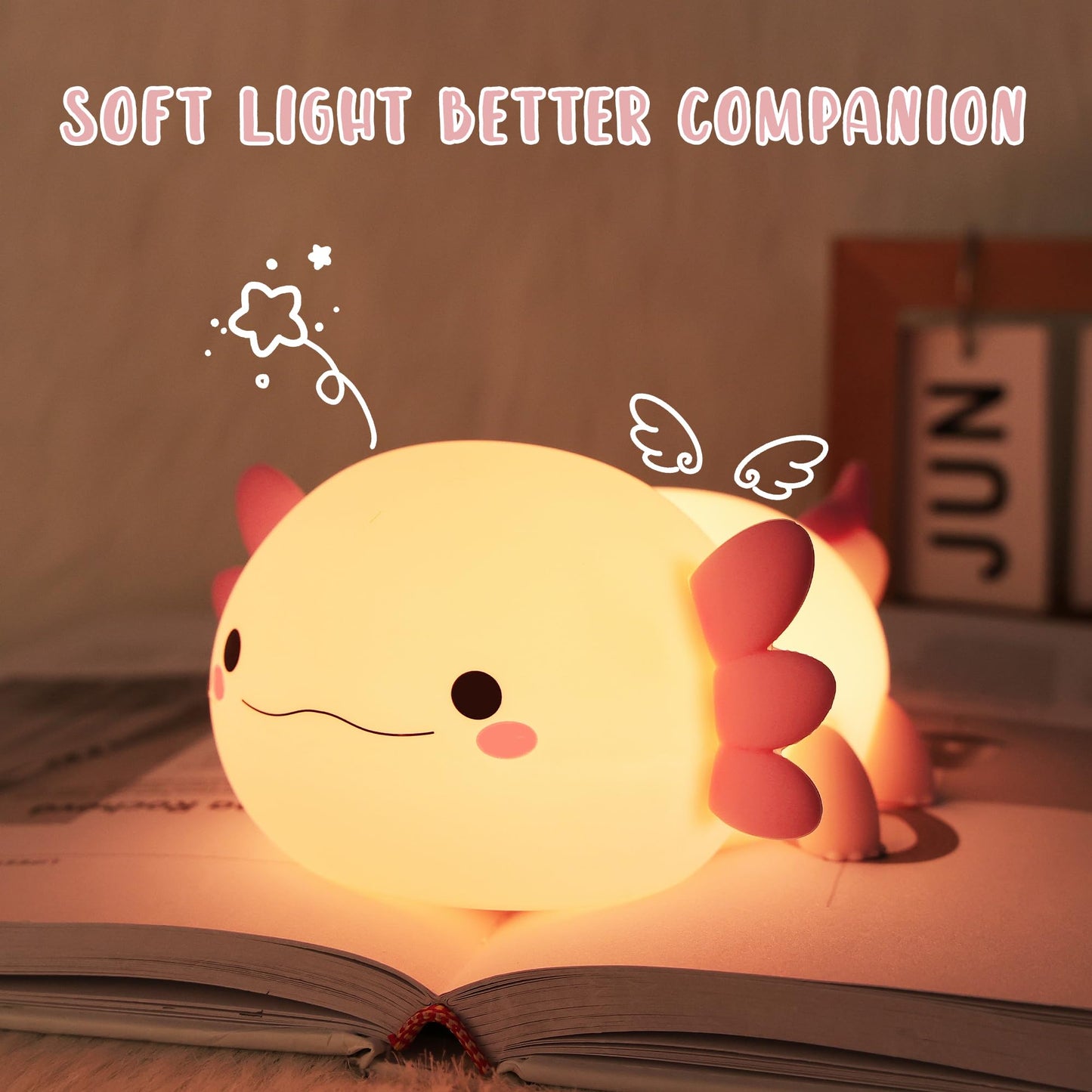 Axolotl Night Light  Cute Night Light For Kids  Animal Silicone Nursery Night Lamp  Timer Dimmable Rechargeable Led Nightlight  Soft Feeding Room Decor Bedside Lamp Gifts For Kids Girls Boys Women