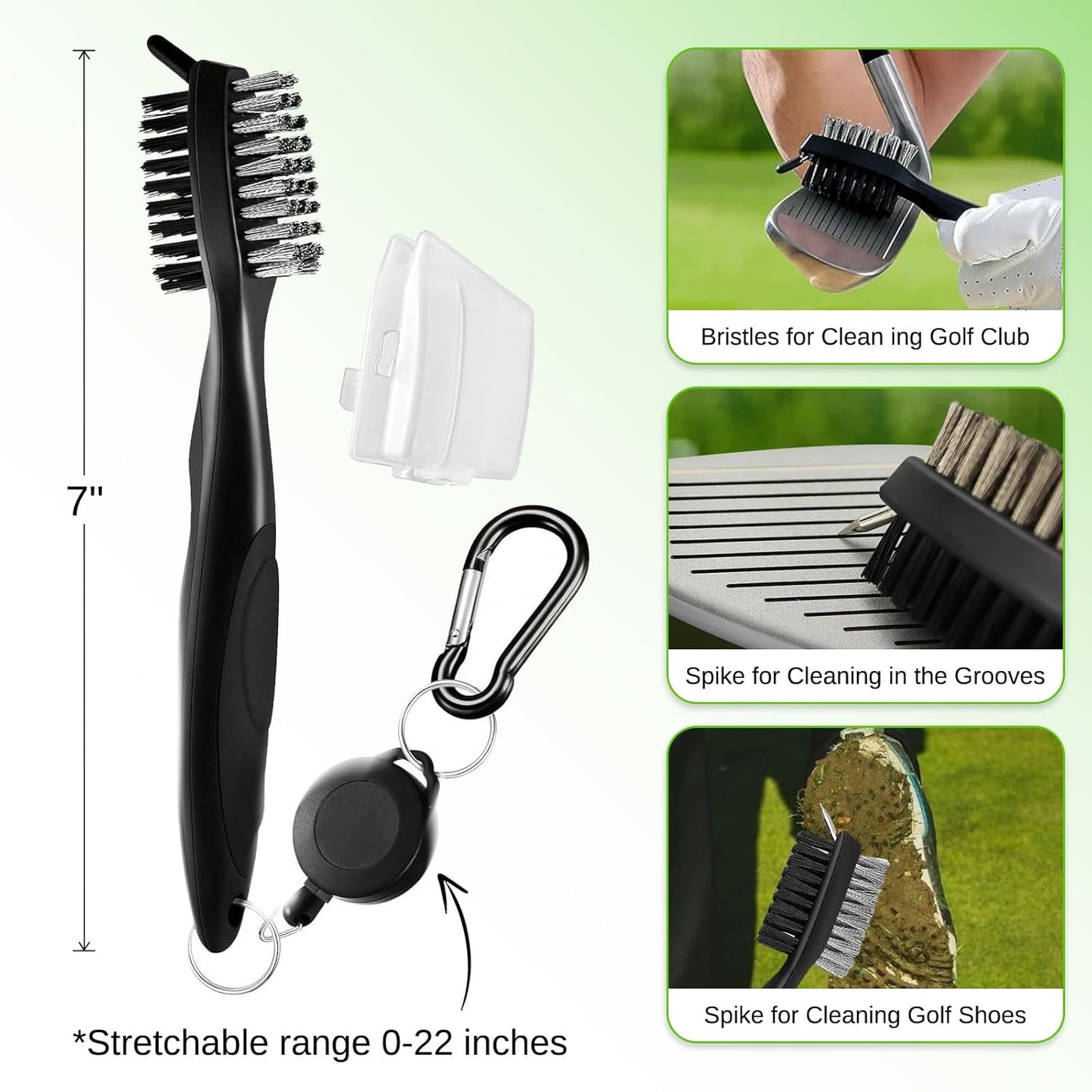 Personalized Golf Towels for Golf Bags - Microfiber Monogrammed Golf Towels for Men/Women, Retractable Brush Tool Kit with Club Groove Cleaner, Custom Golf Accessories for Golfers (Initial A)