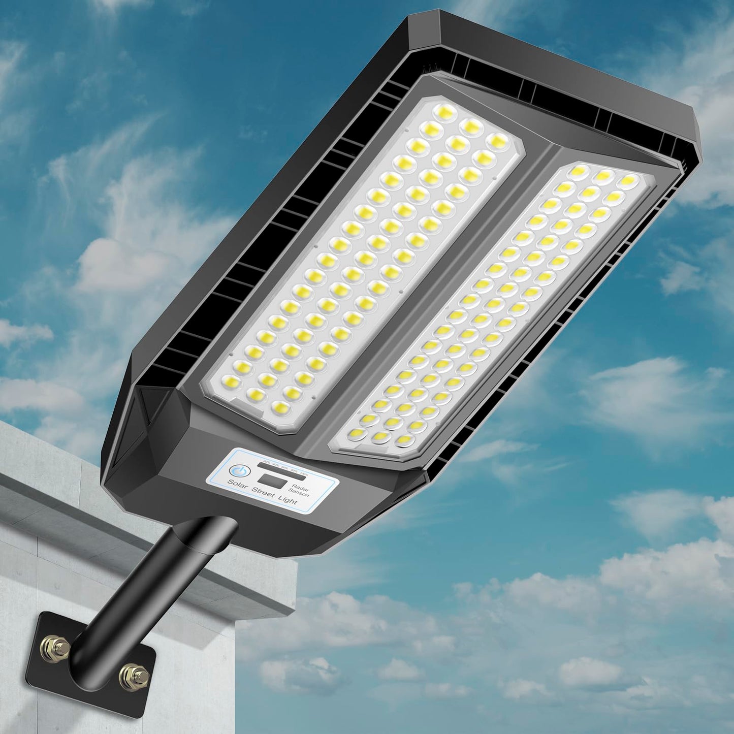 VOOJOY Solar Street Lights 5000W LED Flood Light with Motion Sensor, Remote Control, Waterproof, Black
