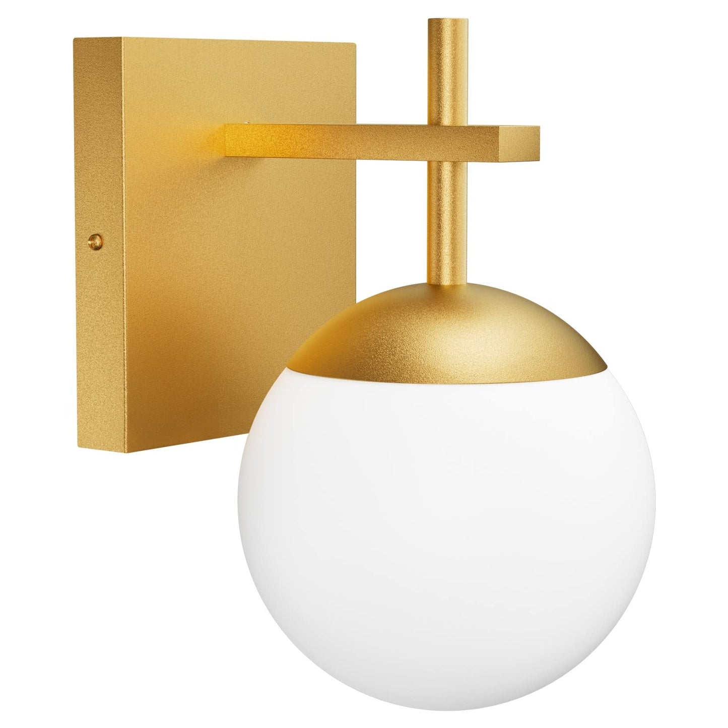 Ralbay Gold Wall Sconce - Mid Century Modern Indoor Light Fixture, 1 Light, Milky Glass For Bathroom, Kitchen, Living Room, Model 1100